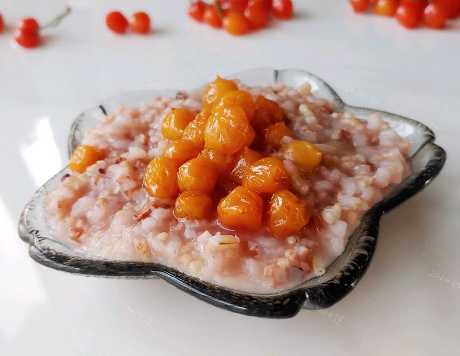 糖水樱桃五米粥的做法