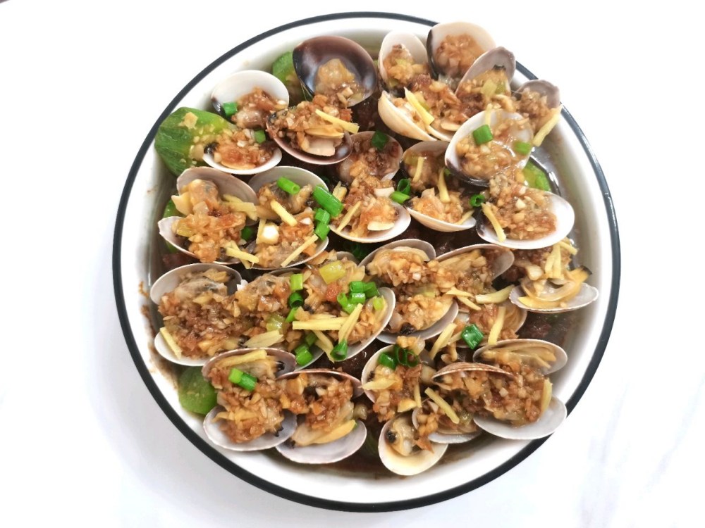 丝瓜牛肉蒸白贝花甲的做法