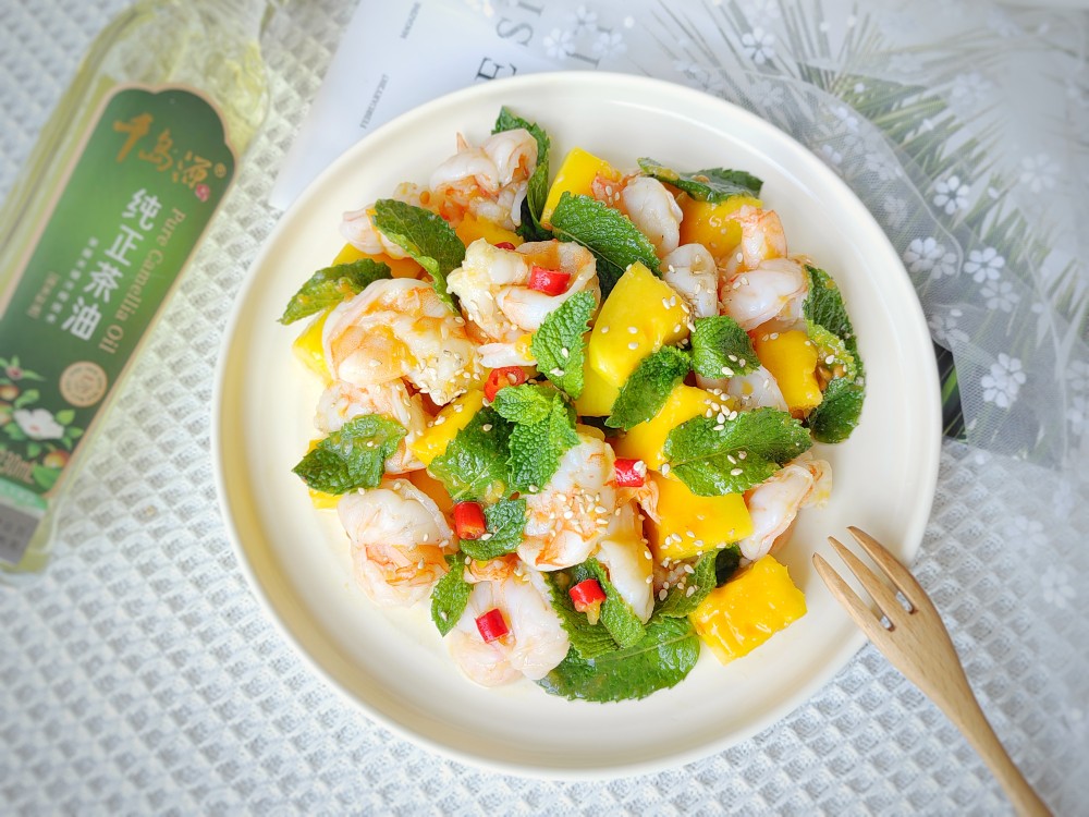 薄荷芒果虾，备考解暑小点心~的做法