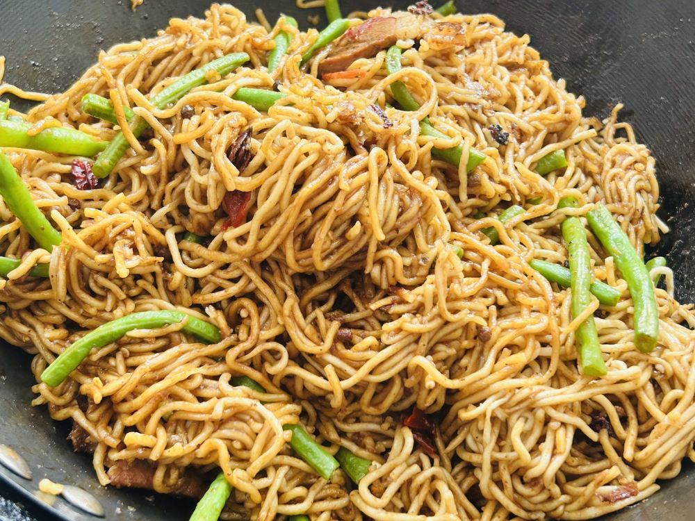 豇豆猪肉蒸面的做法