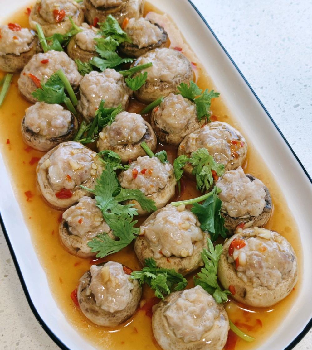 口蘑酿肉的做法