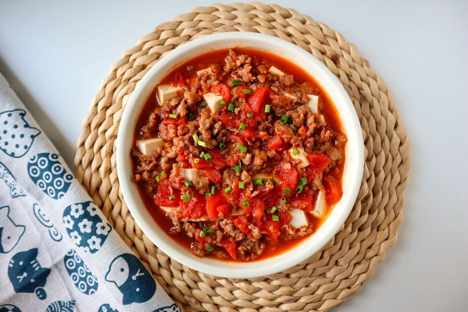 低脂番茄牛肉蒸豆腐❗️酸甜软糯的做法