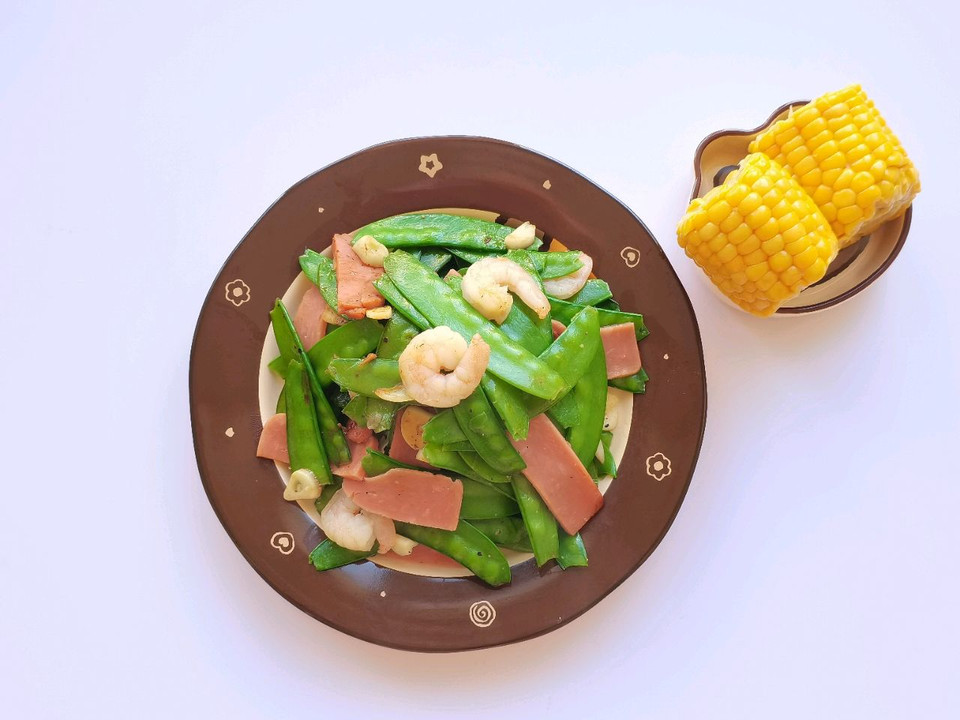 荷兰豆炒火腿｜标准的减脂营养餐的做法