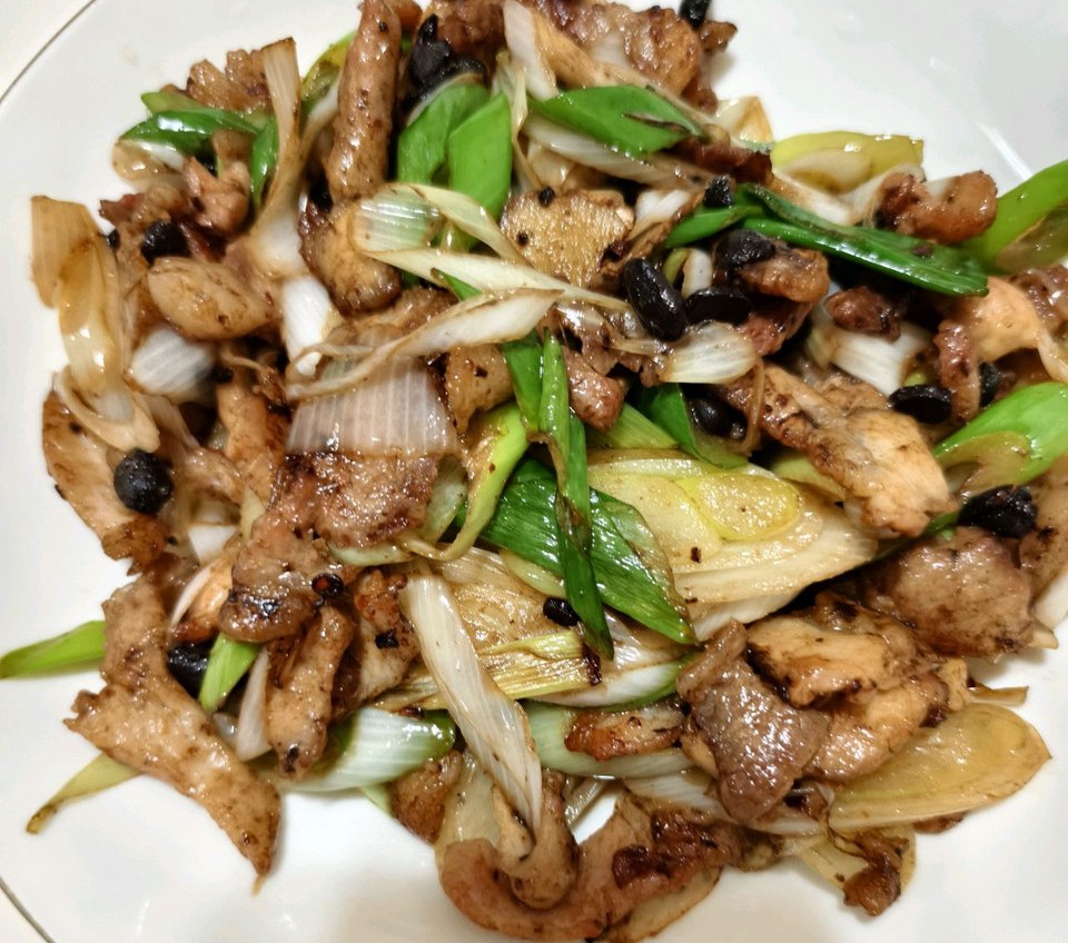 豆豉葱炒肉的做法