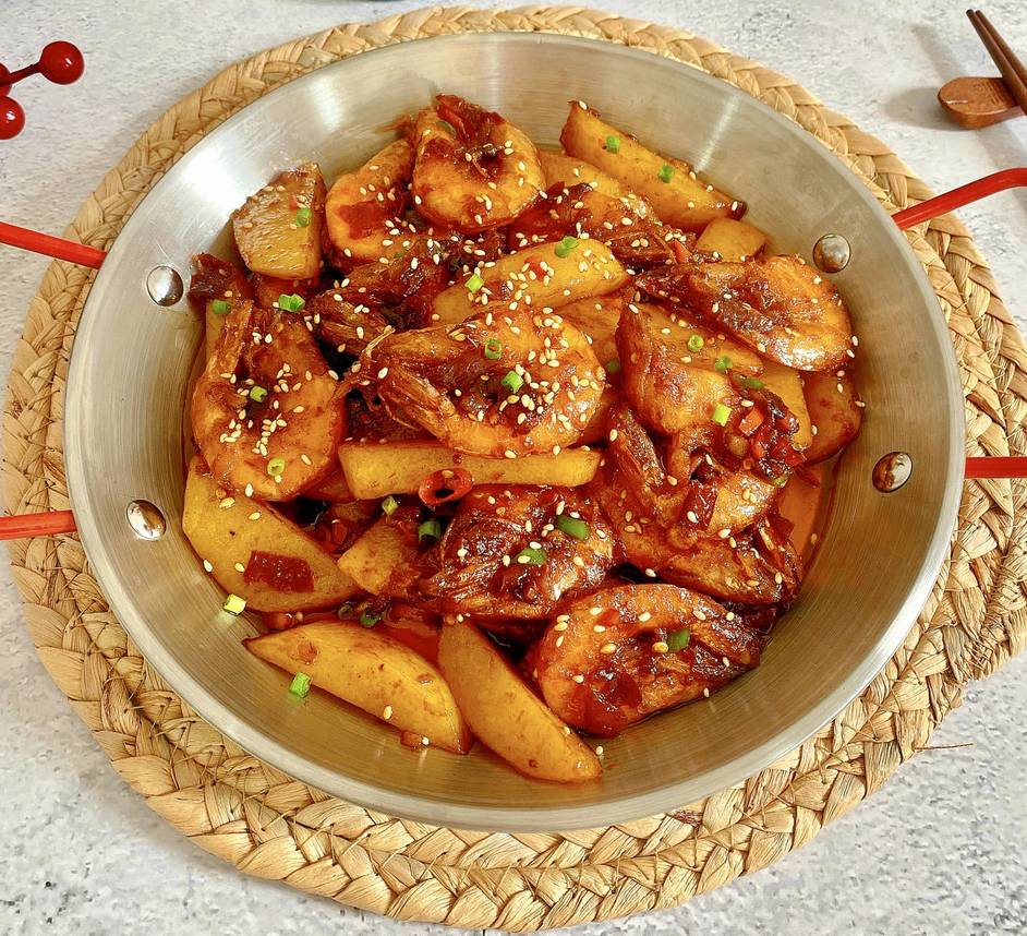 干锅香辣土豆虾的做法