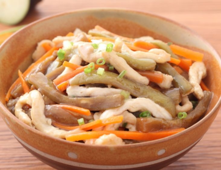 茄子炒鸡丝ok的做法