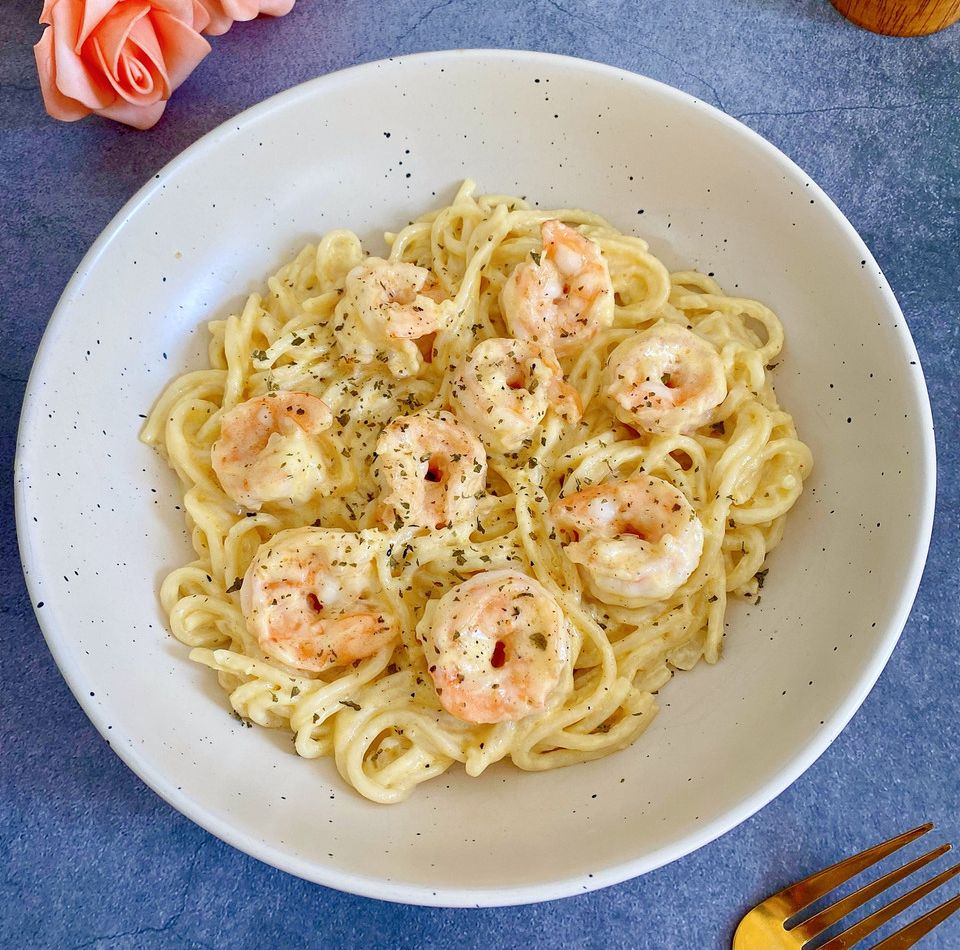 奶油虾意面的做法