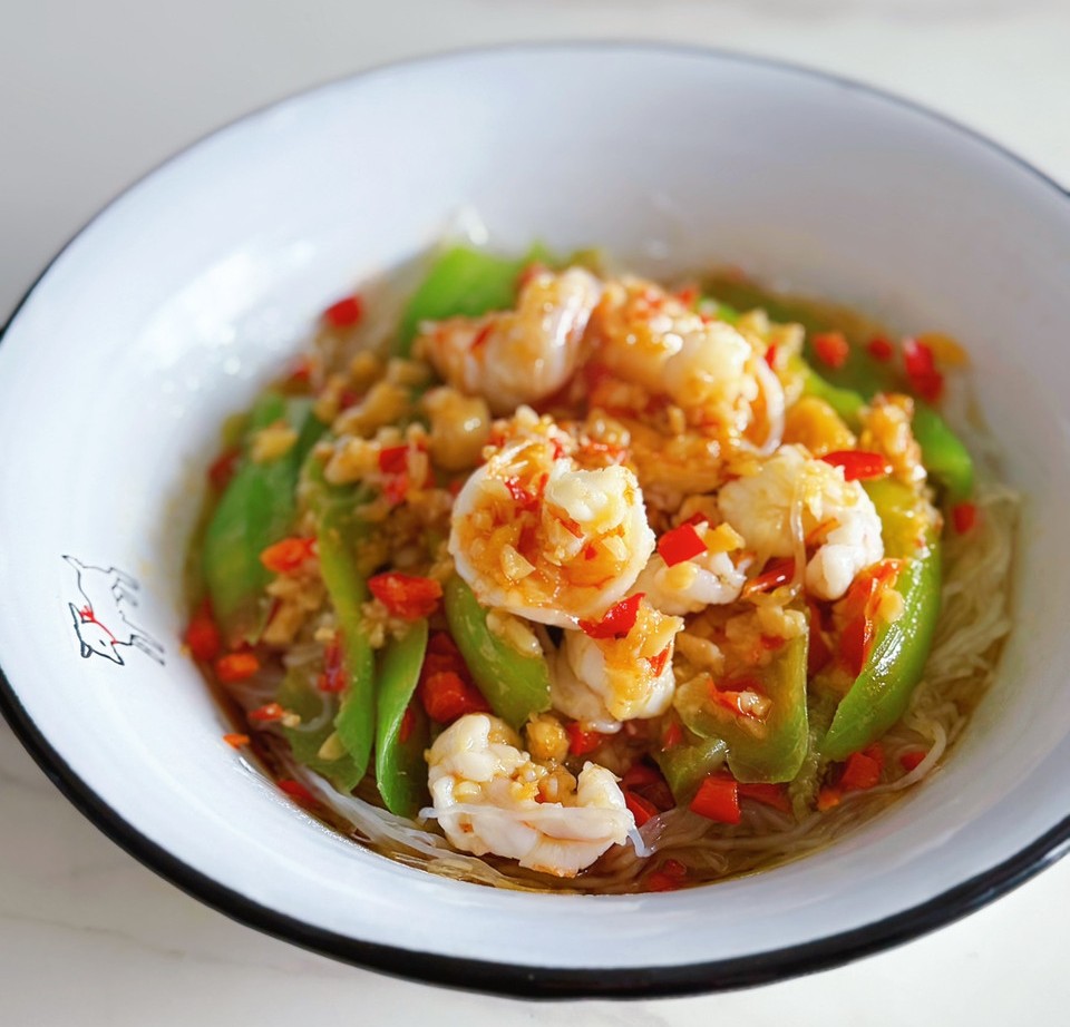 香辣蒜蓉粉丝蒸虾的做法