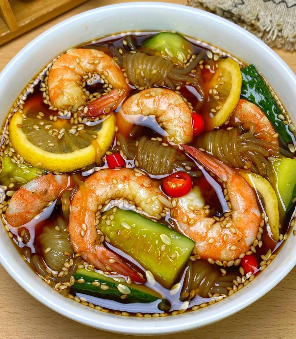 夏日低卡餐、鲜香味美的捞汁虾仁的做法