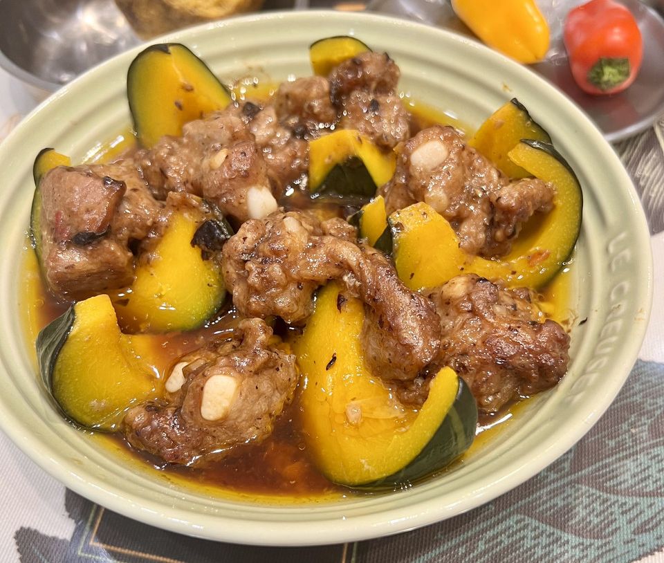 豆豉蒸排骨南瓜的做法