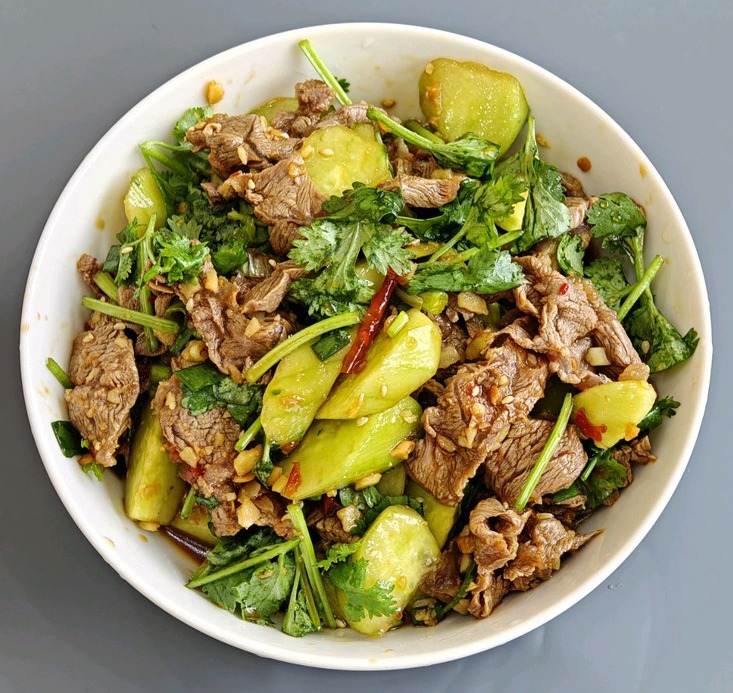 潘氏黄瓜拌牛肉的做法