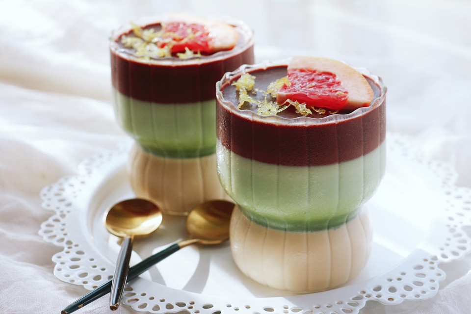 夏了夏天的【三色布丁】的做法