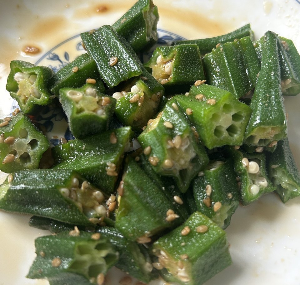日式芝麻拌秋葵的做法