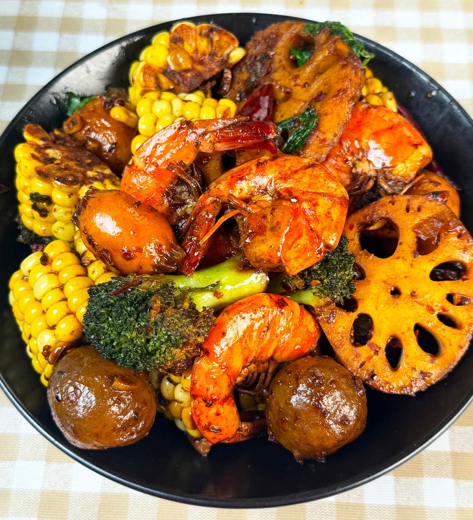 快手菜香辣干锅虾的做法