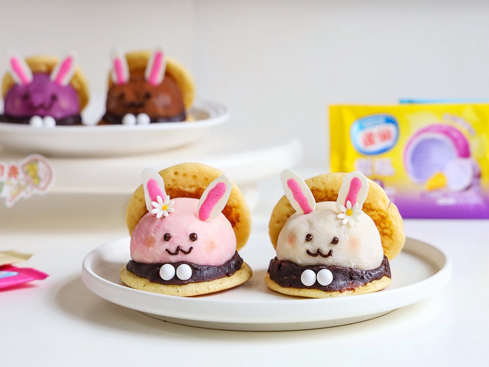 中秋兔兔糯米糍夹心松饼的做法