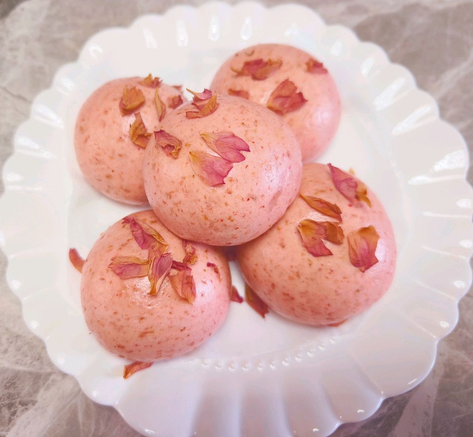 酒酿玫瑰馒头的做法