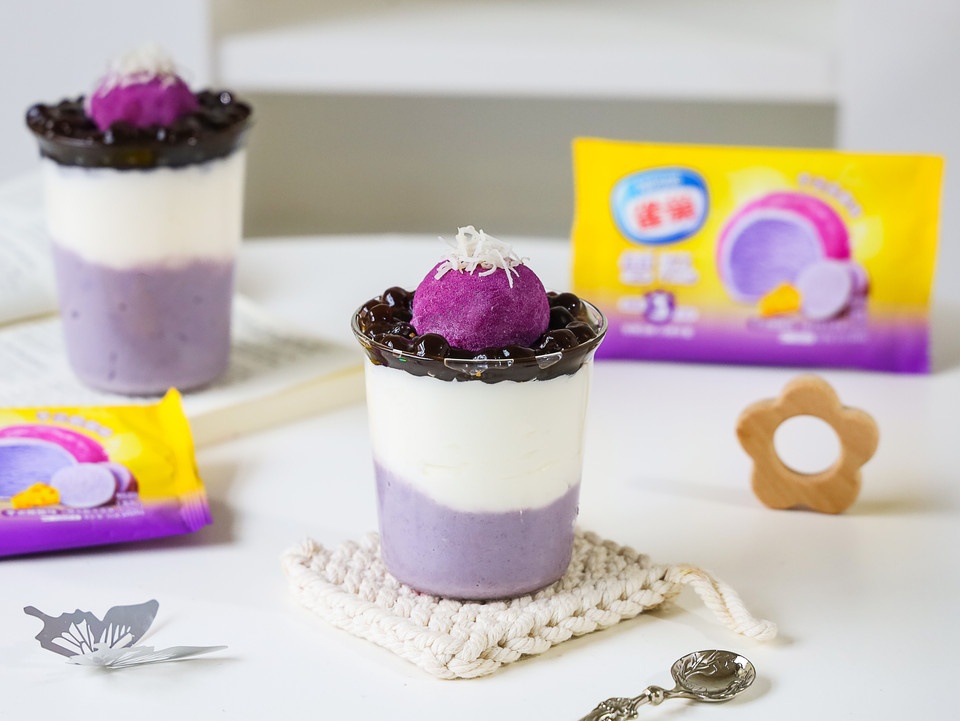 芋泥波波雪糍杯的做法