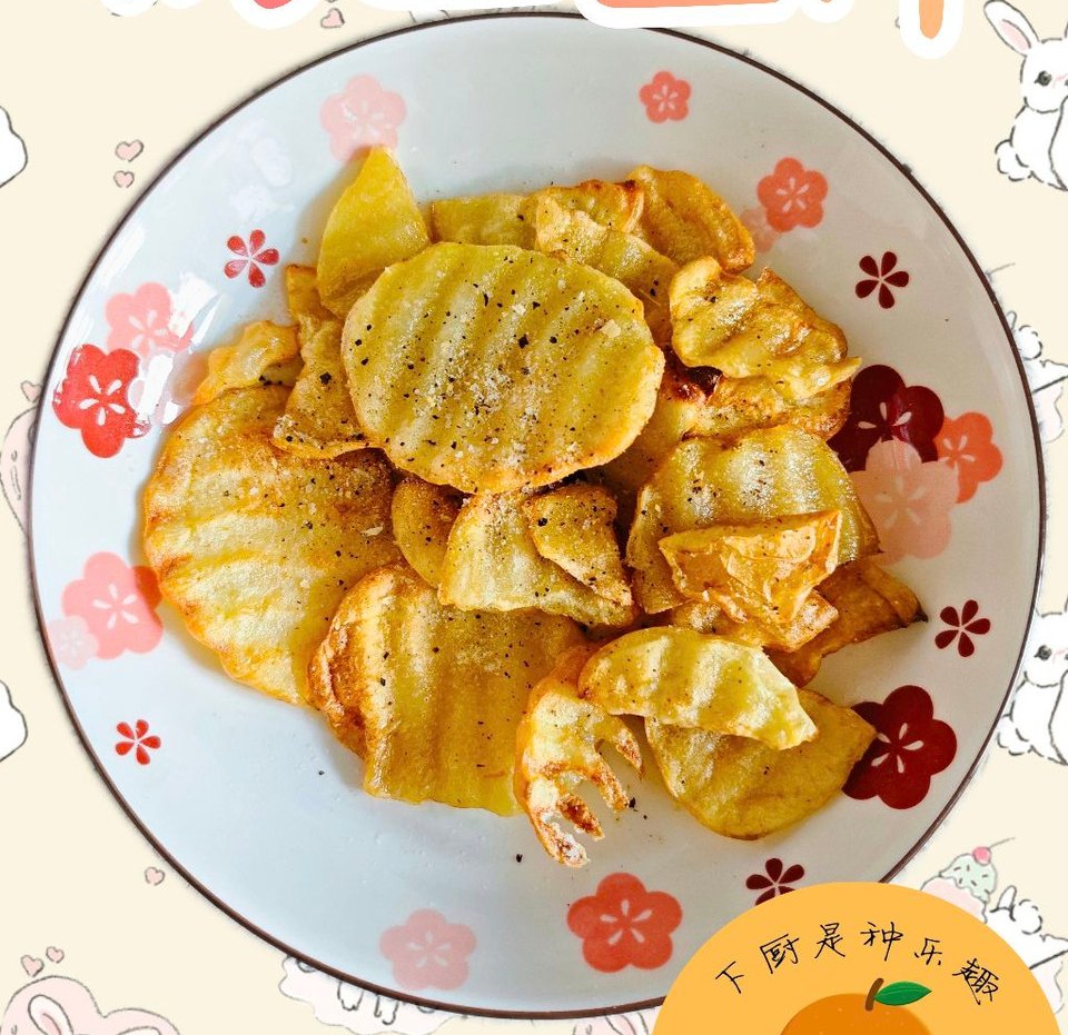 一口酥脆的烤土豆片（空气炸锅版）的做法