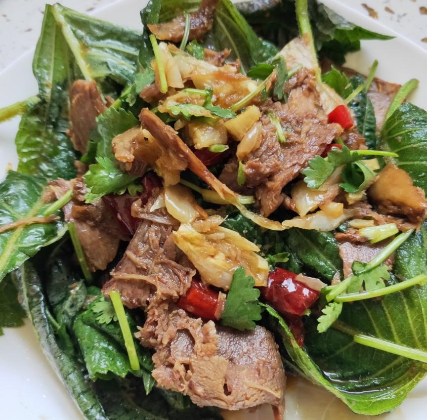 苏子叶拌牛肉