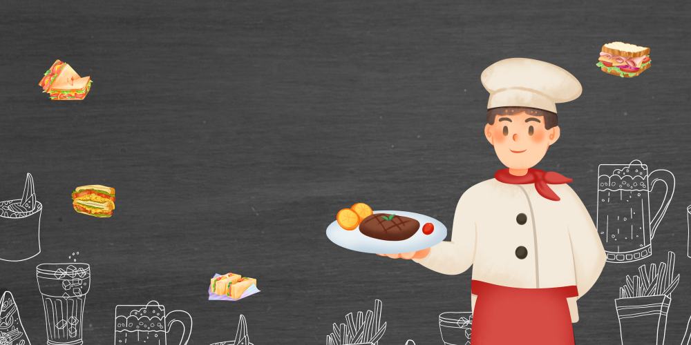 卡通人物厨师端盘子背景